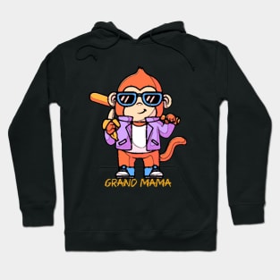 Pop Art Grand Mama Cute Monkey Baseball Hoodie